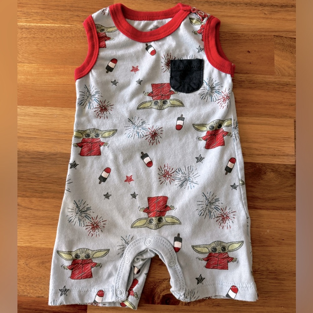 Fourth of July Baby Star Wars shortalls(set of 2)